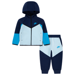 Boys' Preschool - Nike Tech Fleece Full Zip Set - Midnight Navy/Glacier Blue Htr
