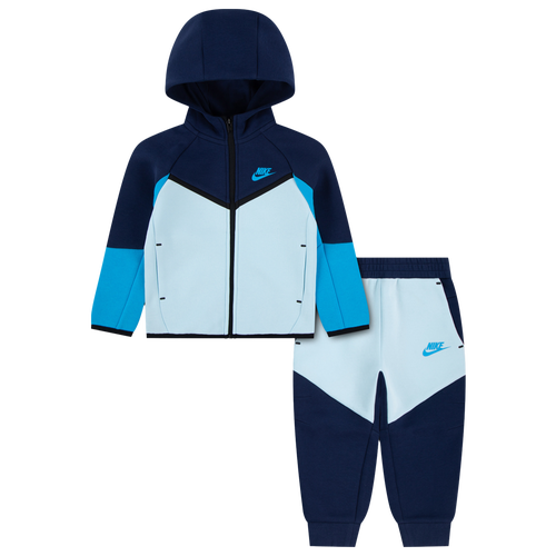 Boys Preschool Nike Tech Fleece Full Zip Set - Boys' Preschool Midnight Navy/Glacier Blue Htr Size 6