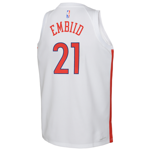 

Nike Boys Joel Embiid Nike 76ers City Edition Swingman Jersey - Boys' Grade School Red/White Size L