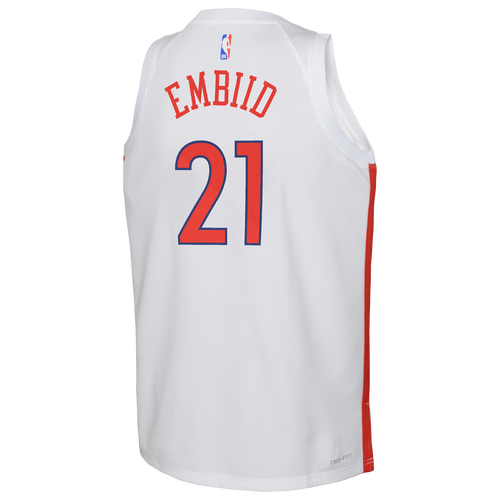 Nike Kids' Boys Joel Embiid  76ers City Edition Swingman Jersey In White/red