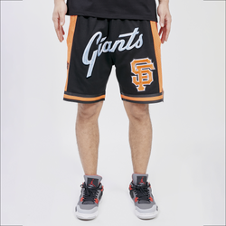 Men's - Pro Standard Giants Chrome Fleece Shorts - Black/Orange