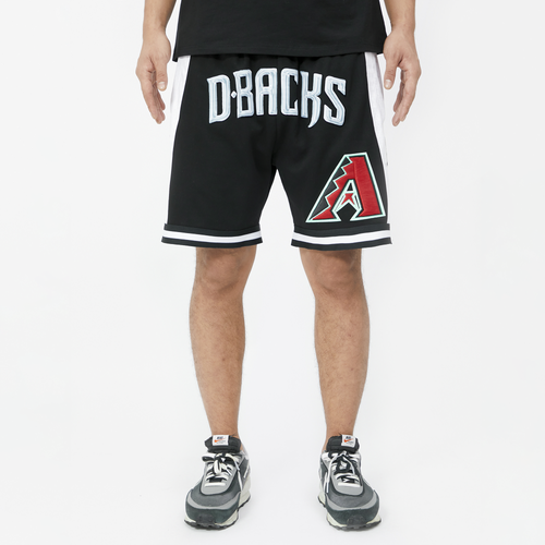 

Pro Standard Mens Pro Standard Diamondbacks Chrome Fleece Shorts - Mens Black/White Size S