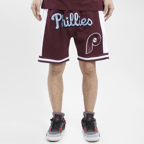 

Pro Standard Mens Pro Standard Phillies Chrome Fleece Shorts - Mens Maroon/White Size XL