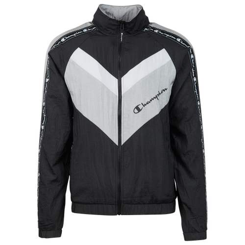 Champion Mens  Nylon Windsuit Jacket In Black/white/silver