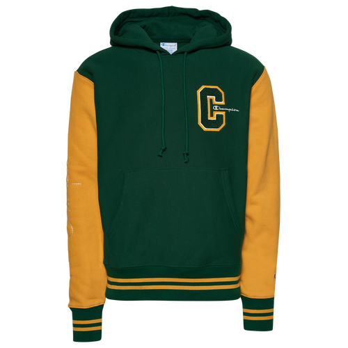 Champion Mens  Varsity Hoodie In Green/yellow