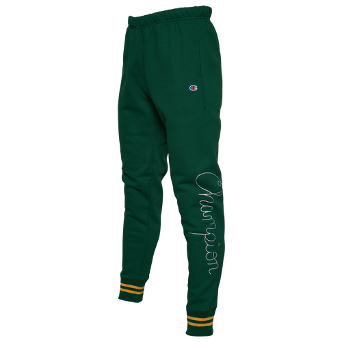 

Champion Mens Champion Reverse Weave Varsity Joggers - Mens Green/Yellow Size L