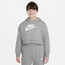 Nike HBR Crop Fit Hoodie - Girls' Grade School Carbon Heather/White