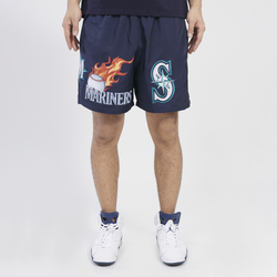 Men's - Pro Standard Mariners Chrome Woven Shorts - Navy/Navy