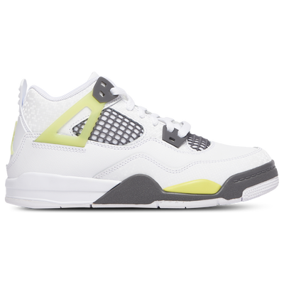 Jordan Pre School Retro 4  - WHITE/LIGHT LEMON TWIST/LIGHT GRAPHITE