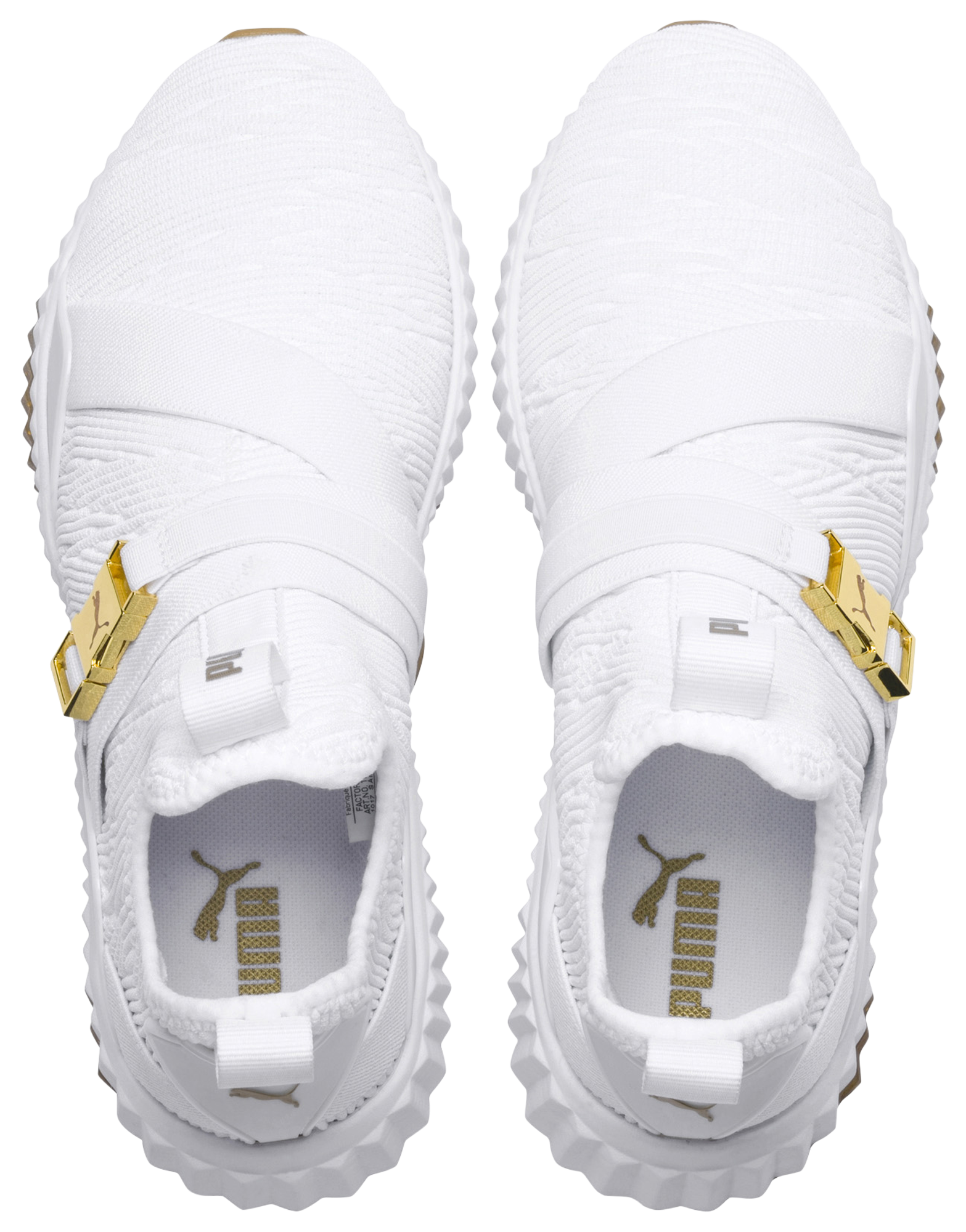 Puma defy varsity mid white & gold outlet shoes