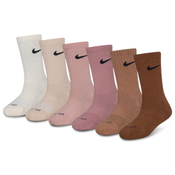 Girls' Grade School - Nike Crew Socks 6 Pack  - Pearl White