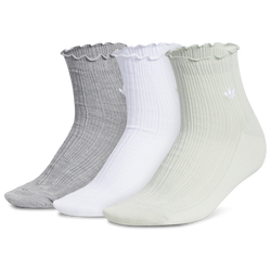 Adulte - adidas Paquet de 3 paires de chaussettes courtes à volants Originals - Chiné/Blanc/Lin