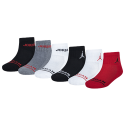 Youth - Nike JD 6PK QTR Socks  - Red/Black/White