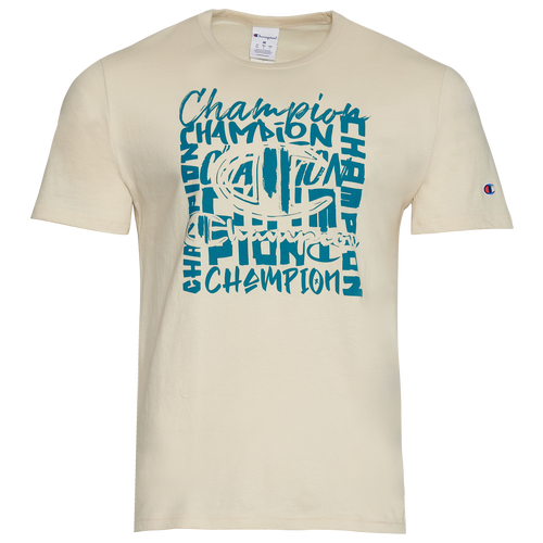Champion Mens  Script 22 Short Sleeve T-shirt In Tan/teal