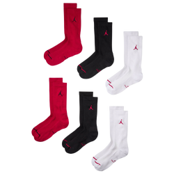Men's - Jordan Everyday 6 Pack Elevated Crew Socks  - Gym Red/Black