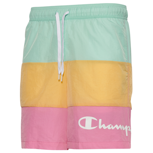 

Champion Block Beach 8" Shorts - Mens Clean Mint/Orange/Pink Ribbon Size XL