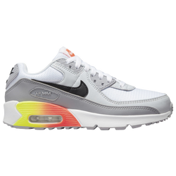 Boys' Grade School - Nike Air Max 90 - Wolf Grey/Bright Crimson