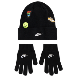 Boys' Grade School - Nike Patch Peak Beanie Set - Black