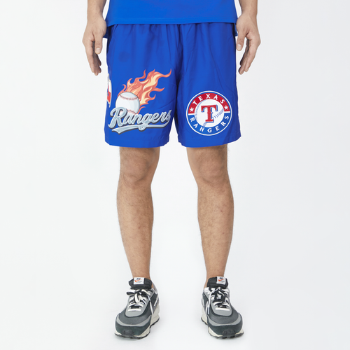 

Pro Standard Mens Pro Standard Rangers Chrome Woven Shorts - Mens Blue/Blue Size S