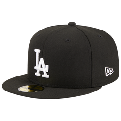 Adult - New Era Dodgers 5950 Evergreen Side Patch Fitted Hat  - Black/White