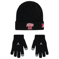 Youth - Jordan 23 Jersey Beanie and Glove Set  - Black/Red