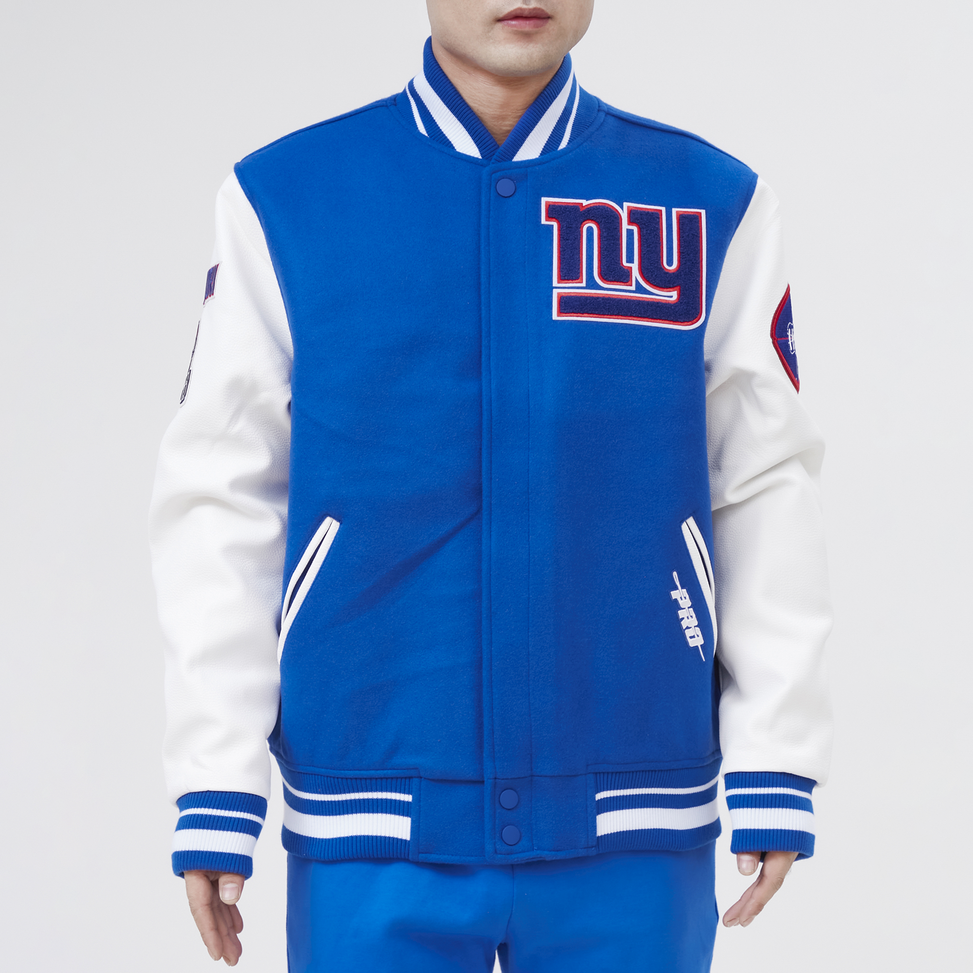 New York Giants Blue and White Letterman Jacket