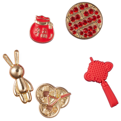 Adult - Crocs Jibbitz Year Of The Rabbit 5 Pack - Red/Gold