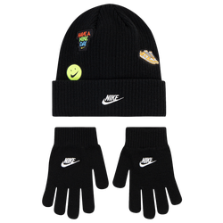 Boys' Grade School - Nike Patch Peak Beanie Set  - Black/White