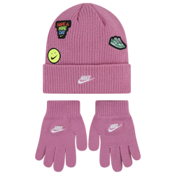 Girls' Grade School - Nike Patch Peak Beanie Set  - Pink/White