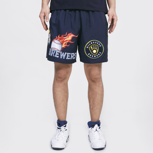 

Pro Standard Mens Pro Standard Brewers Chrome Woven Shorts - Mens Navy/Navy Size S