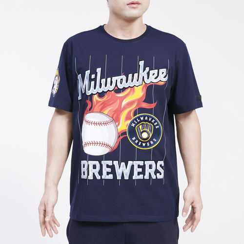

Pro Standard Mens Pro Standard Brewers Chrome T-Shirt - Mens Navy/White Size L