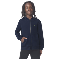 Boys' Grade School - Lacoste Fleece Full Zip Hoodie - Navy/Navy