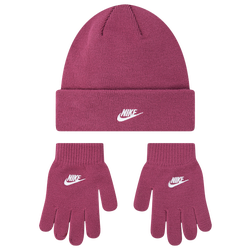 Girls' Grade School - Nike Futura Beanie Glove Set	  - Pink/White