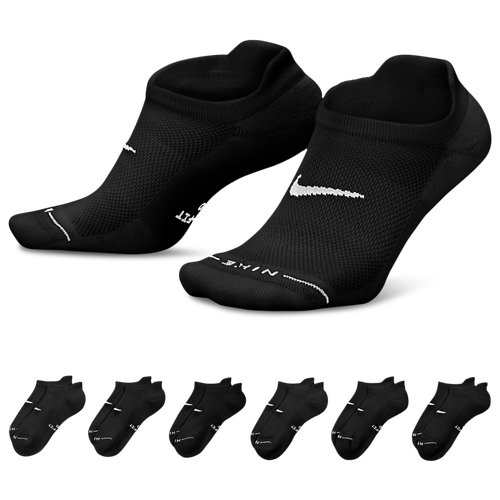 Nike Women's Everyday Elevated No Show Socks 6 Pack - Adult Size M - Black/White