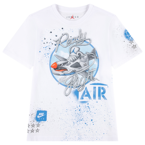 Boys Jordan Air 5 Retro T-Shirt - Boys' Grade School White/Blue Size XL