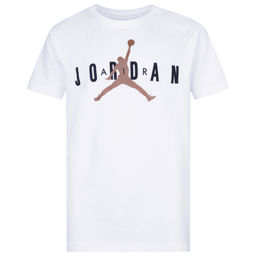 

Boys Jordan Jordan Brand 5 T-Shirt - Boys' Grade School White/Gold Size L