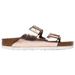 Women's - Birkenstock Arizona Cork Sandals - Metallic Copper/Gold