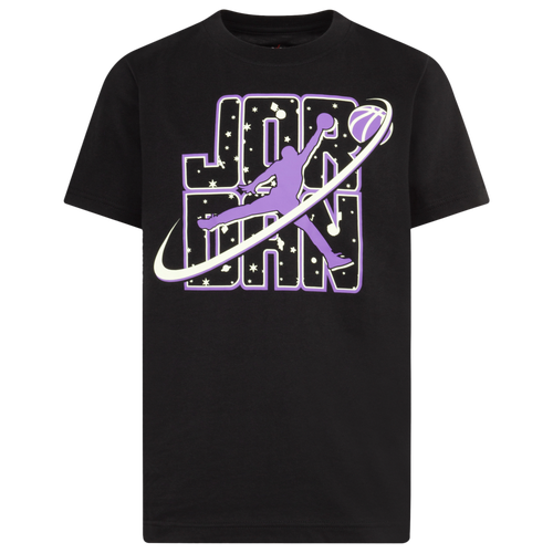 

Boys Jordan Jordan Flight Galaxy Glow Short Sleeve T-Shirt - Boys' Grade School Black/Purple Size M