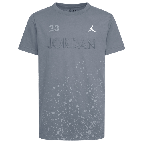 

Boys Jordan Jordan AJ4 Wet Cement Short Sleeve T-Shirt - Boys' Grade School White/Smoke Gray Size XL