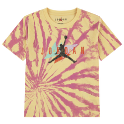 Boys' Grade School - Jordan Festival Tie Dye HBR Short Sleeve T-Shirt - Lemon Wash/Black