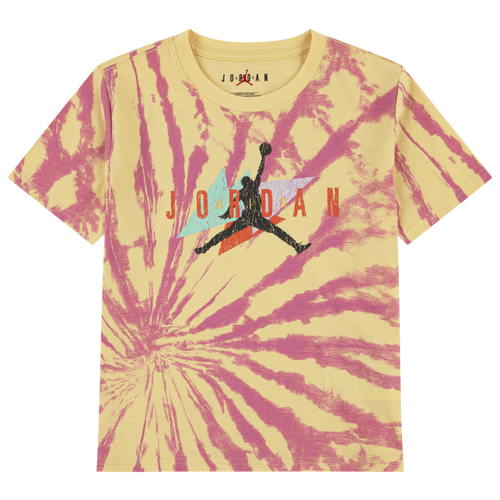Jordan Festival Tie Dye HBR Short Sleeve T-Shirt - Boys' Grade School Lemon Wash/Black Size L