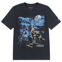 Boys' Grade School - Jordan Wolf Grey Retro T-Shirt - Off Noir/Wolf Grey
