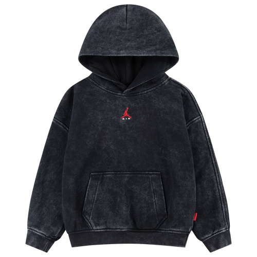 Boys Jordan Brooklyn Washed Fleece Pullover Hoodie - Boys' Grade School Black