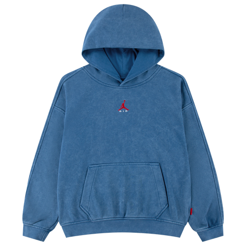 Boys Jordan Brooklyn Washed Fleece Pullover Hoodie - Boys' Grade School Blue