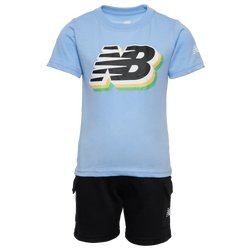 Boys' Preschool - New Balance 3D Logo T-Shirt and Cargo Short Set  - Electric Sky/Black