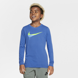 Boys' Grade School - Nike NSW Novelty Swoosh L/S T-Shirt - Mountain Blue/Volt