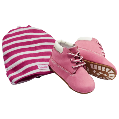 GIRLS - Timberland Crib Booties - Fuchsia Rose/Wheat