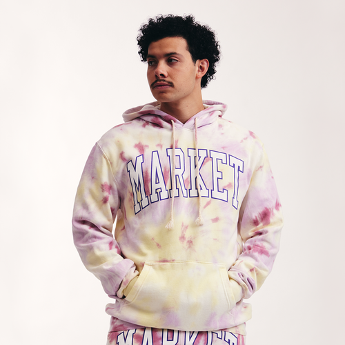 

Market Mens Market Boarder Arc Tie Dye Hoodie - Mens Pink/Green Size XL