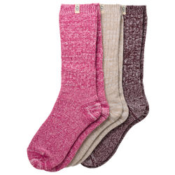 Women's - UGG Rib Knit Slouchy Crew Socks 3 Pack - Pink/Grape