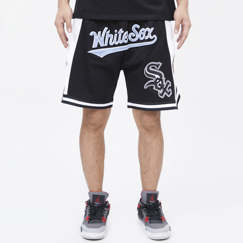 

Pro Standard Mens Pro Standard White Sox Chrome Fleece Shorts - Mens Black/White Size M